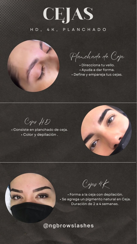 Menú completo de diseño de cejas
