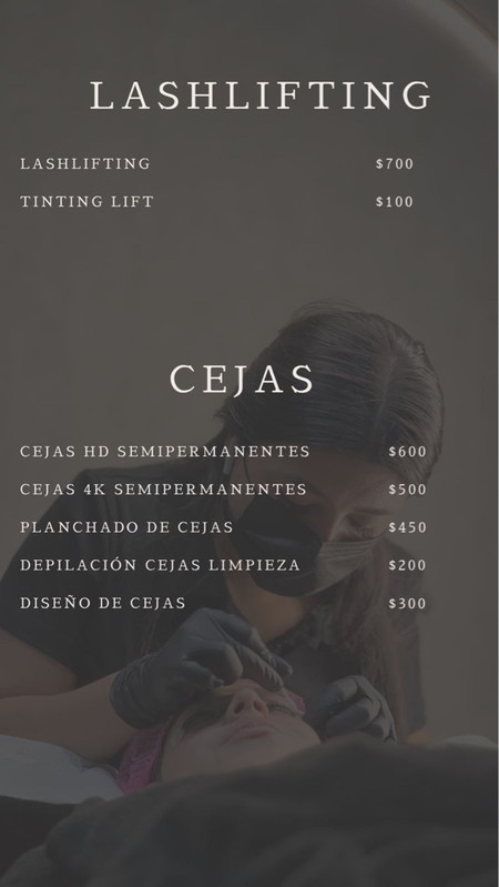 Lista de precios cejas